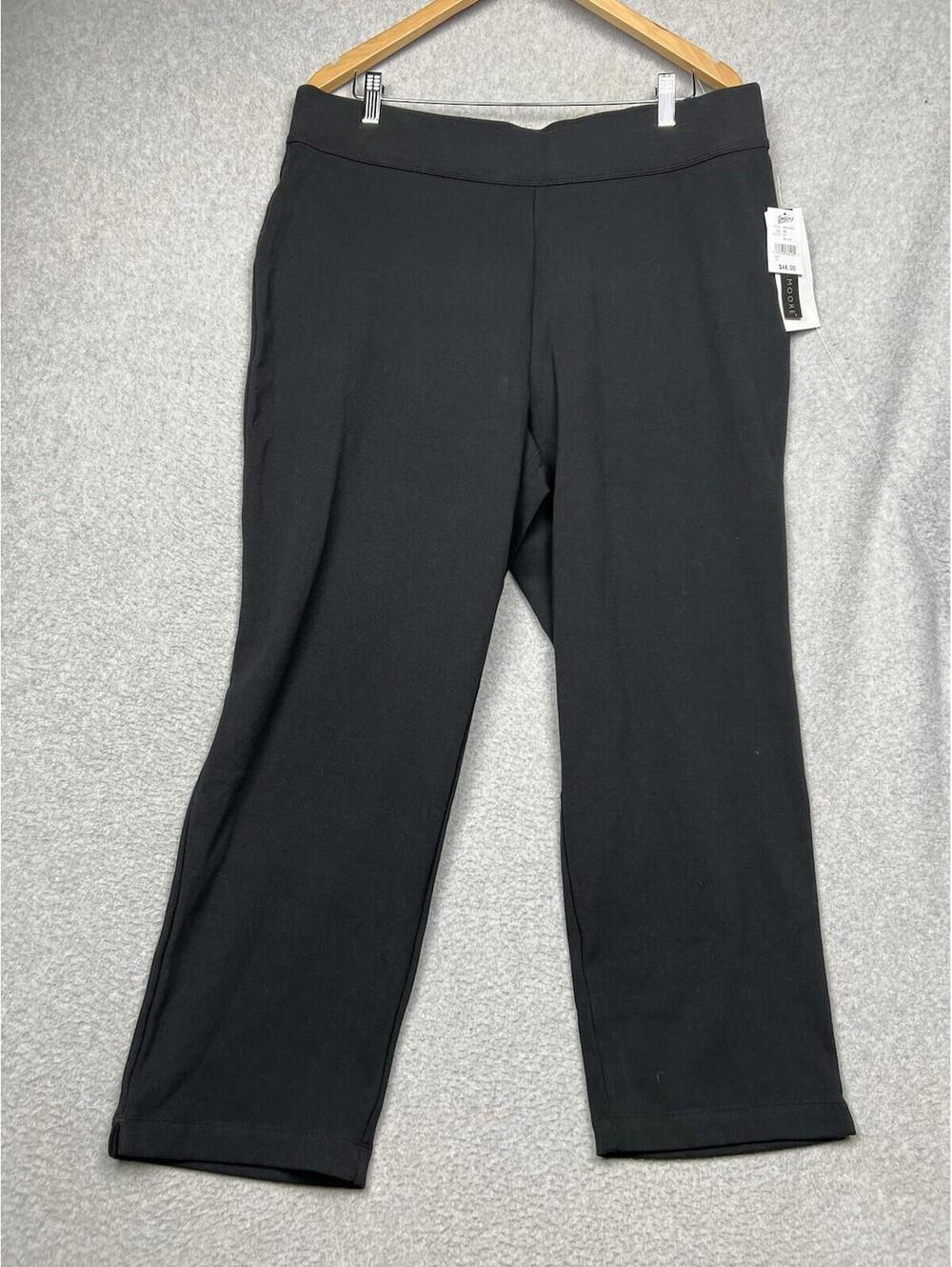 PRESWICK MOORE Pull On Straight Crop Pants Womens 2X Causal Black Elastic Waist